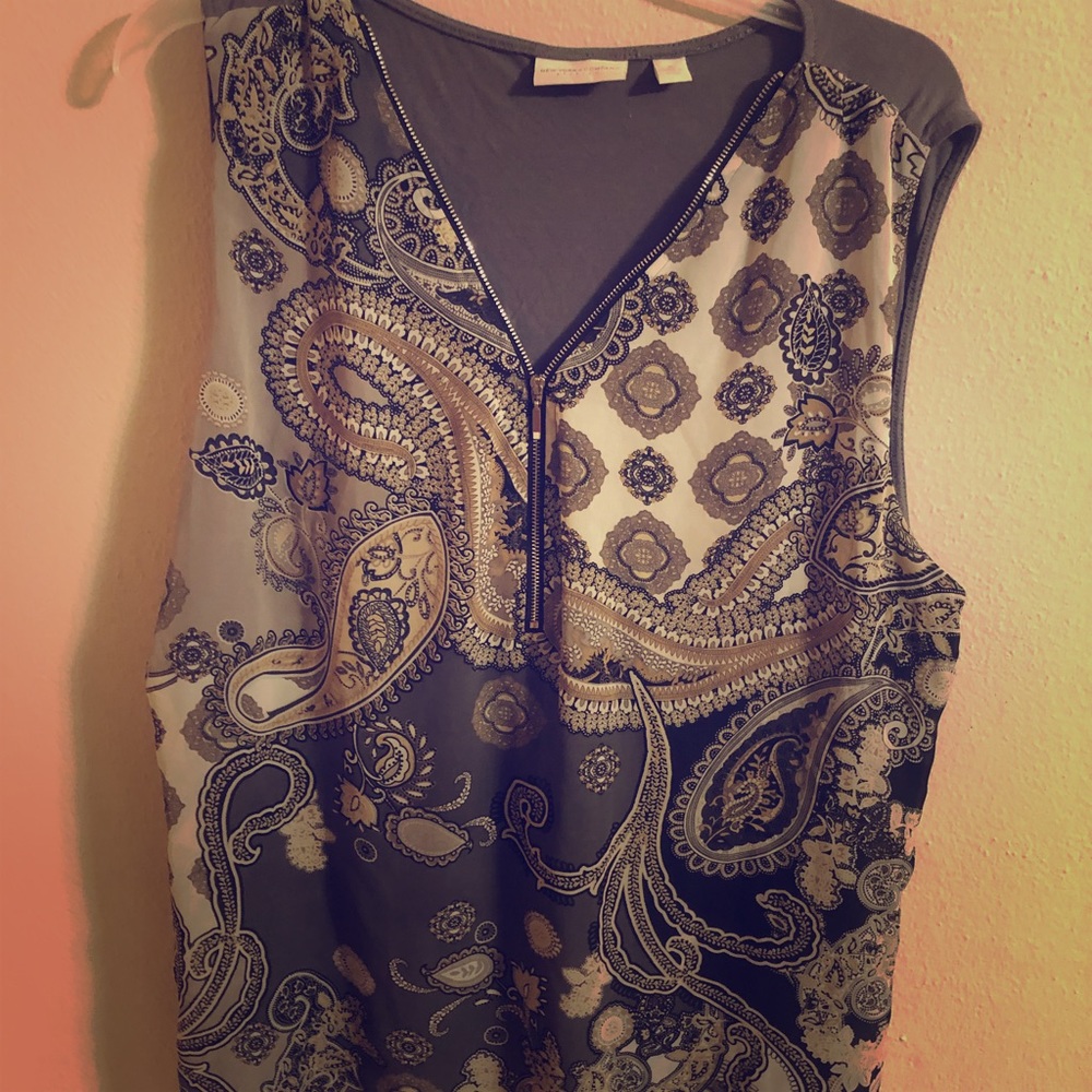 NY & CO Sleeveless Paisley Blouse, XL